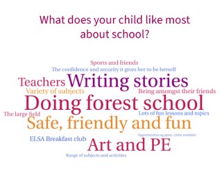 Info graphic of what children at the school like most.